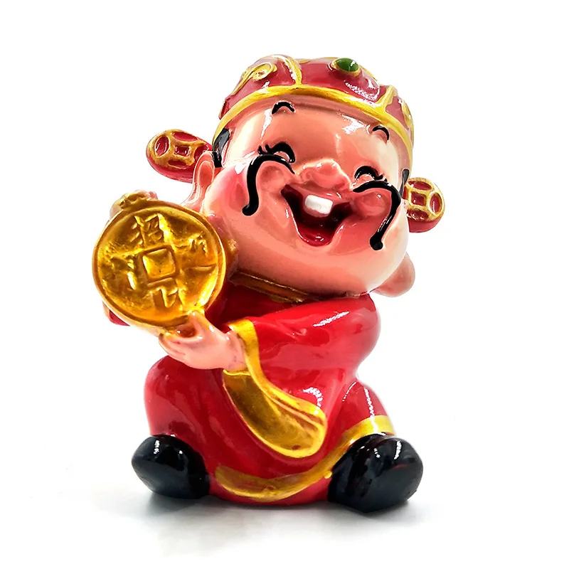 Китайский фэн-шуй Бог богатства миниатюрная мебель для сада смолы ремесла фигурка фея статуя украшение дома аксессуары Декор - Цвет: Holding Coin
