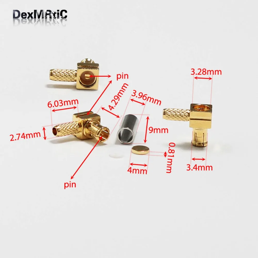 1 шт. MCX Обжимной мужской правый угол RF разъем для LMR100 RG316 RG174 быстрая