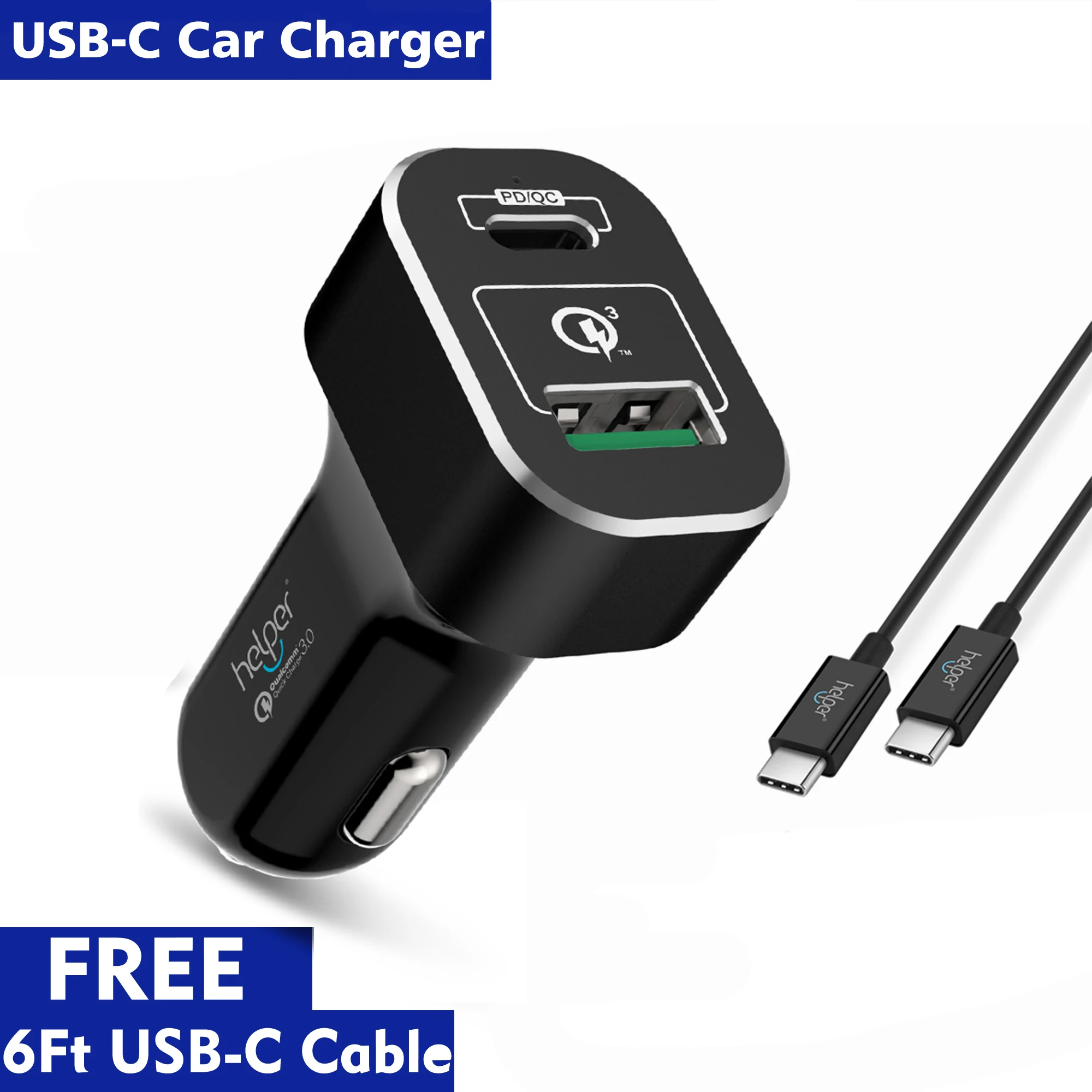 45W USB C PD Car Charger with Power Delivery 5V 20V Quick Charge 3.0