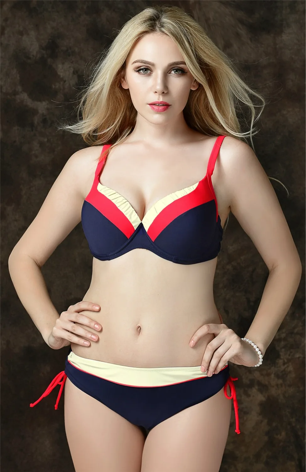 

2XL - 5XL Large Size Bikinis Set Push Up Bikini Bra Patchwork Swimwear Brazilian Biquini Swimsuit Bathing Suits Maillot E668