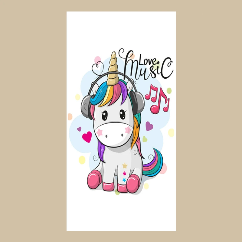 

Cute Cartoon Unicorn with Headphones Beach Travel Towels Unicorn Love Music Bathroom Shower Towels Kid Girl Unicorn Gifts 140X70