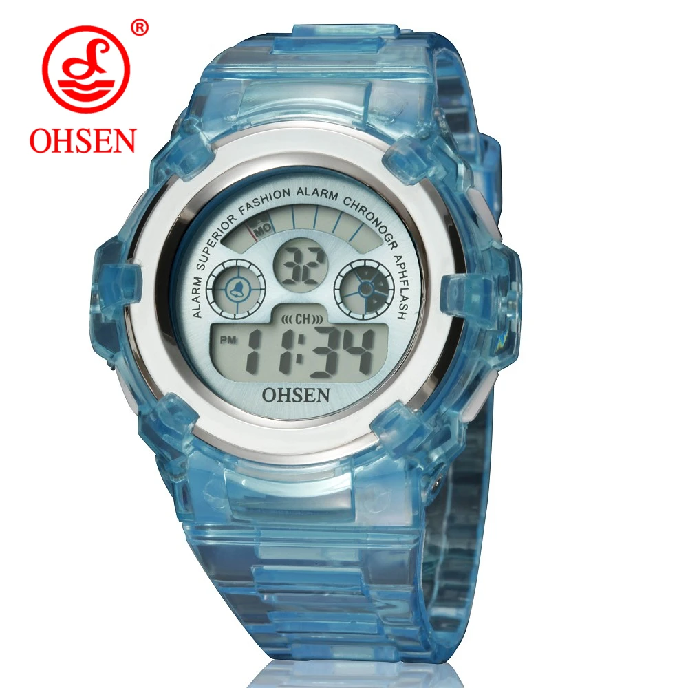 

2019 OHSEN Children Watch LED Digital Sports Relojes Kids Boys Girls Watches Fashion Kids Cartoon Jelly Waterproof Wristwatches