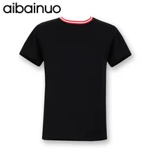 

2018 New Arrival summer fashion casual T shirt Men O-Neck Striped collar short-sleeve slim cotton Black gray Hip hop tops tee