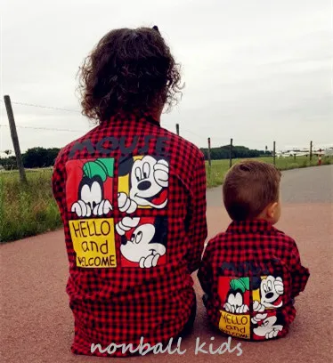 

2pieces/lot in stock wholesale Family matching look Casual cartoon printed cotton mother and daughter son outifts clothes shirts