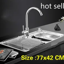 Vogue двойной кухонный паз раковина 304 нержавеющая сталь мыть блюда горячей продажи стандартный 77x42 см