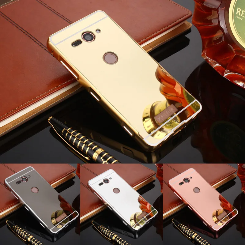 

For Sony XZ2 Compact Plating Case Metal Aluminum Frame Cover with Mirror Back Cover Hard Case for Sony Xperia XZ2 / XZ2 Compact