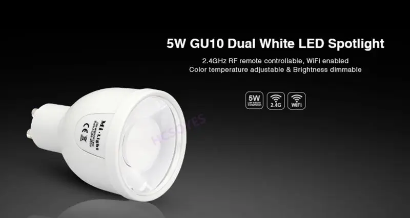 

1pcs MiLight 2700-6500k adjustable color temperature LED Bulb Light AC86-265V GU10 5W / E27 6W 9W & Remote Controller
