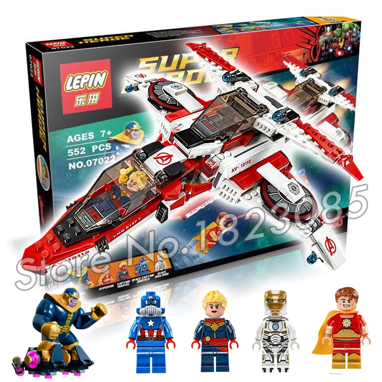 552pcs 07022 Captain America Bela Marvel DC Comics Avenjet Space Mission DIY Building bricks Minifigures Compatible