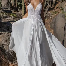 Ensotek кружевное богемное свадебное платье с длинным рукавом открытая спина Бохо шикарные свадебные платья из шифона robe de mariee