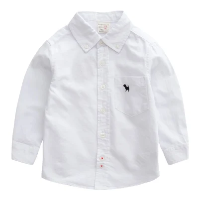 Рубашка с длинными рукавами из хлопка для маленьких мальчиков коллекция года, детская одежда на весну-осень детская Однотонная рубашка
