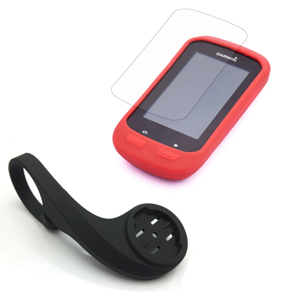 

31.8mm Cycling Computer Handlebar QuickView Bracket Black Mount + Rubber Red Case +LCD Screen Cover for Garmin Edge 1000