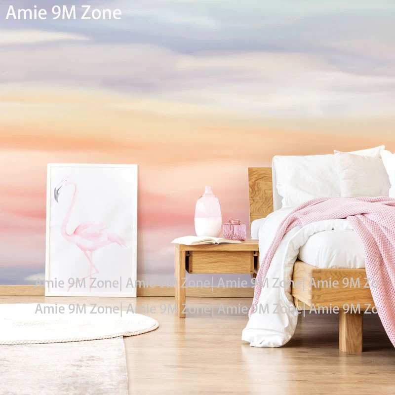 Amie 9 м зона теплый Градиент Оранжевый Персик Розовый цвет облако кровать обои Декор стены скидка Размер стены клиента для wail