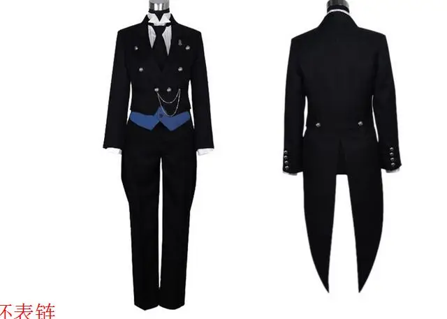 Black Butler 2 Kuroshitsuji Sebastian Michaelis Uniform Cosplay Costume Outfits