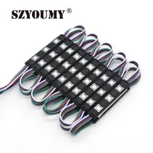 SZYOUMY 1000 шт. SMD 5050 Светодиодный модуль RGB 3 светодиода черный корпус впрыска с квадратным объективом RGB светодиодный модуль по DHL