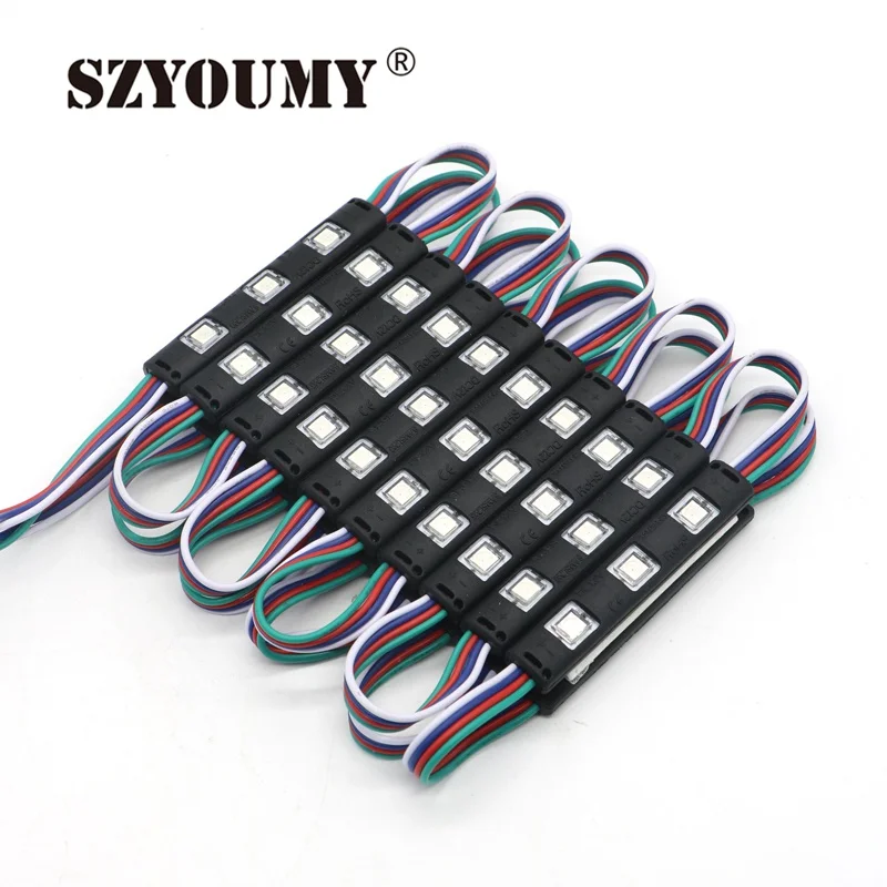 

SZYOUMY 1000PCS SMD 5050 Led Module RGB 3leds Black Shell Injection With Square Lens RGB Led Module by DHL