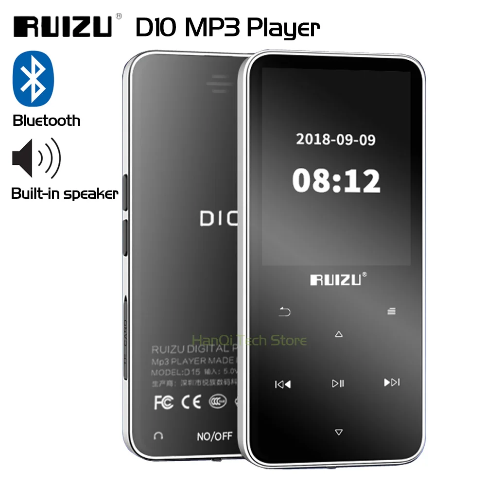 RUIZU Bluetooth MP3 плеер D10 без потерь HiFi музыкальный портативный аудио 8 ГБ с динамиком FM