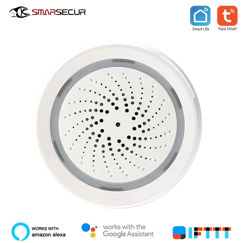 

SMARSECUR Smart Wireless WiFi Siren Alarm Sensor USB Power tuya samrt life temperature and humidity sensor