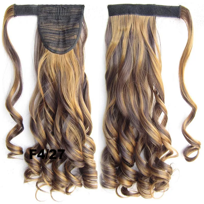 jeedou Ponytail Wavy Hair Black Color Wrap Around Ponytail Extensions Synthetic Hair Ribbon Trend Undone and Messy