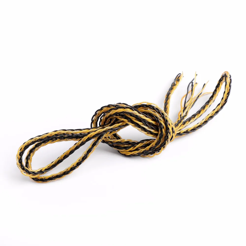 

Areyourshop 5M 8 Core DIY Replacement Earphone Wire Hifi Wire Upgrade Cable For Headphone Audio Black Gold