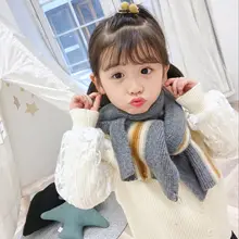 Детский шарф, детская теплая шаль, детский вязаный кашемировый шарф для девочек, зимняя теплая шаль шейные шарфы в полоску