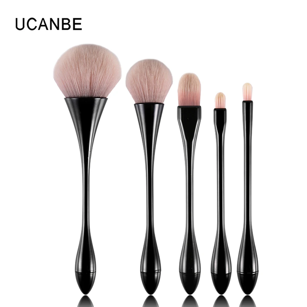 

Ucanbe 5pcs Face Makeup Brushes Set Powder Foundation Blush Concealer Contour Brush Soft Fiber Brush Small Waist Rose Pink Tools