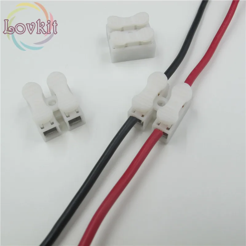 

50pcs 2p Spring Connector wire with no welding no screws Quick Connectos cable clamp Terminal Block 2 Way Easy Fit for led strip