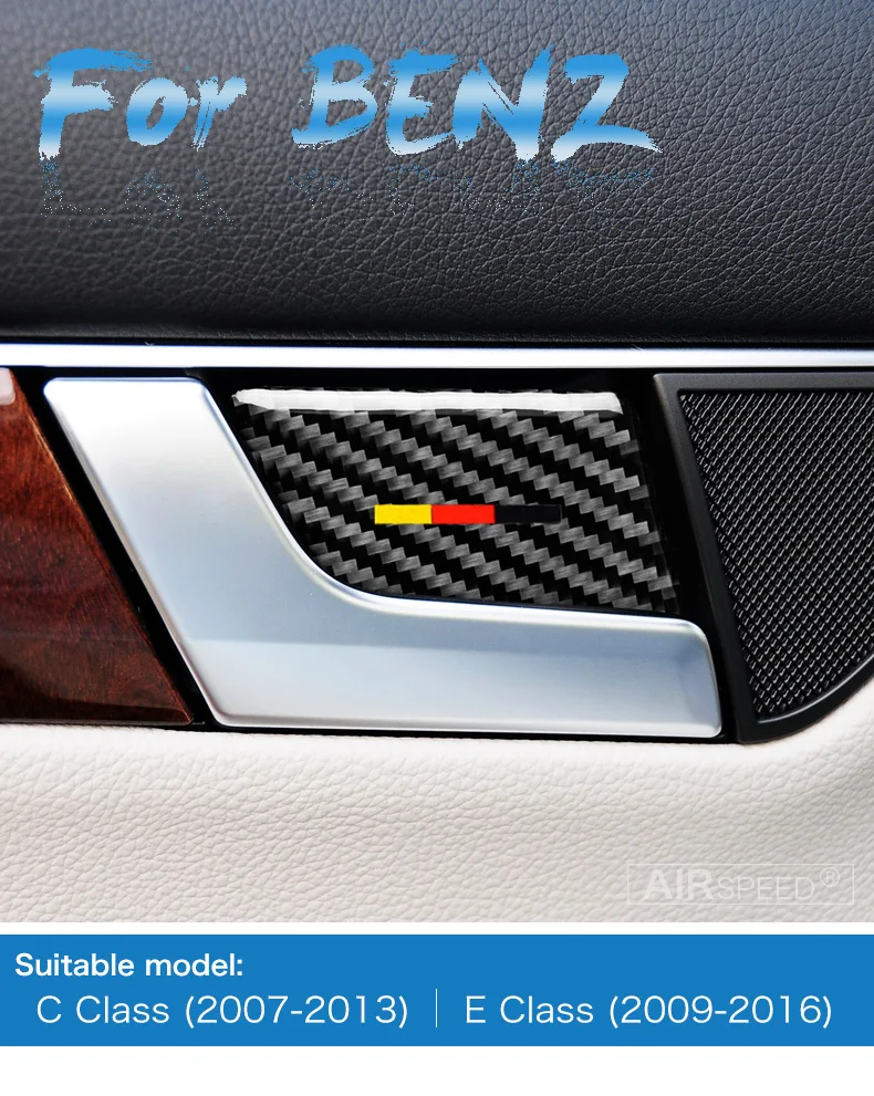 Mercedes C Class W204 E Class W212 Accessories Car Interior Carbon Fiber Door Handle Cover Trim Door Bowl Stickers (1)
