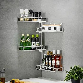 

Corner rack kitchen storage rack 304 stainless steel seasoning rack wall hanging rotating seasoning rack LU41814