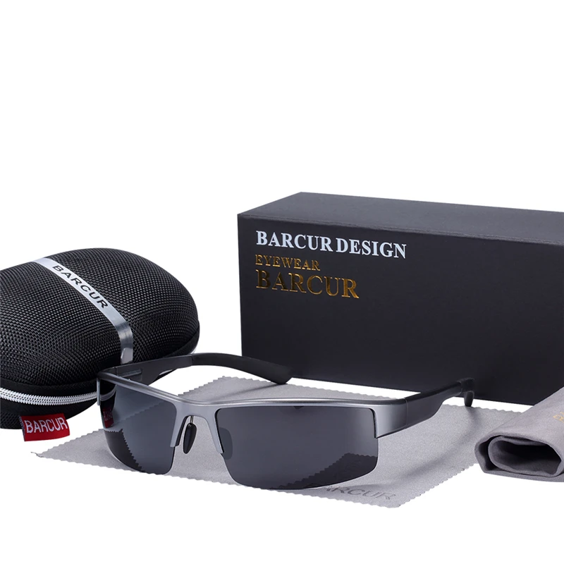 BARCUR Semi Rimless Sunglasses Men's Aluminium Magnesium