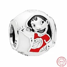 925 стерлингового серебра Desney Lilo& Stitch бусины в многоцветной эмали DIY Fit PANDORA Подвески для женщин Изготовление ювелирных изделий FL651