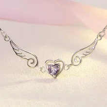 Ruifan Крылья Ангела сердце фиолетовый CZ циркон аметист женские браслеты стерлингового серебра 925 браслет для женщин ювелирные изделия YBR089