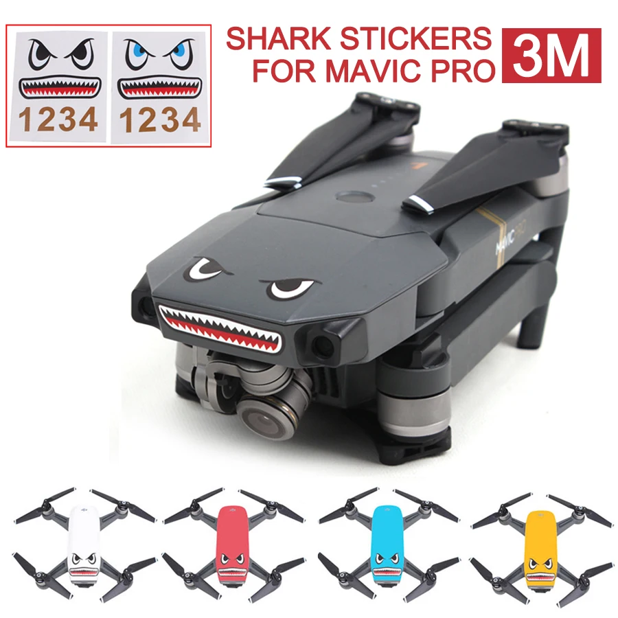 

2pcs 3M Stickers Shark Face Decals Skin DIY Accessory for DJI MAVIC PRO