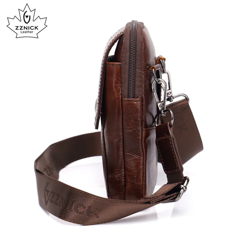 الخصر حزمة الكتف الرجال حقيبة ساع Crossbody أكياس جلد أصلي للرجال حزام حقيبة حقيبة رافعة الذكور الهاتف الحقيبة رفرف ZZNICK