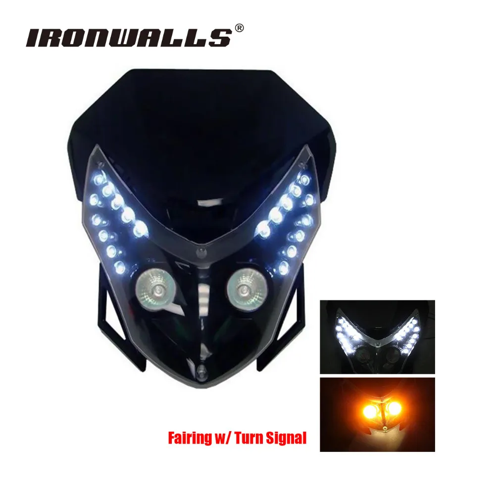 Universal 12V Black Motorcycle Street Fighter Headlight Fairing Kit