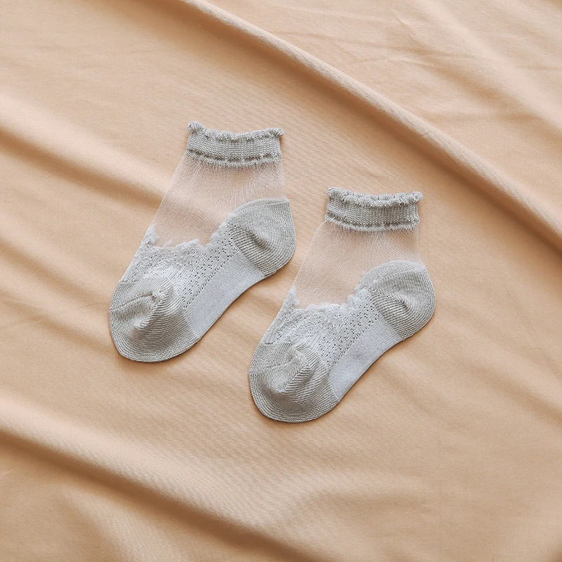 Новое поступление, комплект из 5 пар, летние ультратонкие детские носки с цветочным рисунком, кристалл для девушки носки в сетку, прозрачные невидимые носки