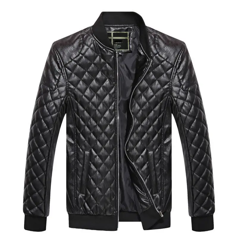 FGKKS, зимние мужские Куртки из искусственной кожи, пальто, модные мужские толстые мотоциклетные кожаные куртки, мужские повседневные приталенные Куртки из искусственной кожи, пальто - Цвет: Black