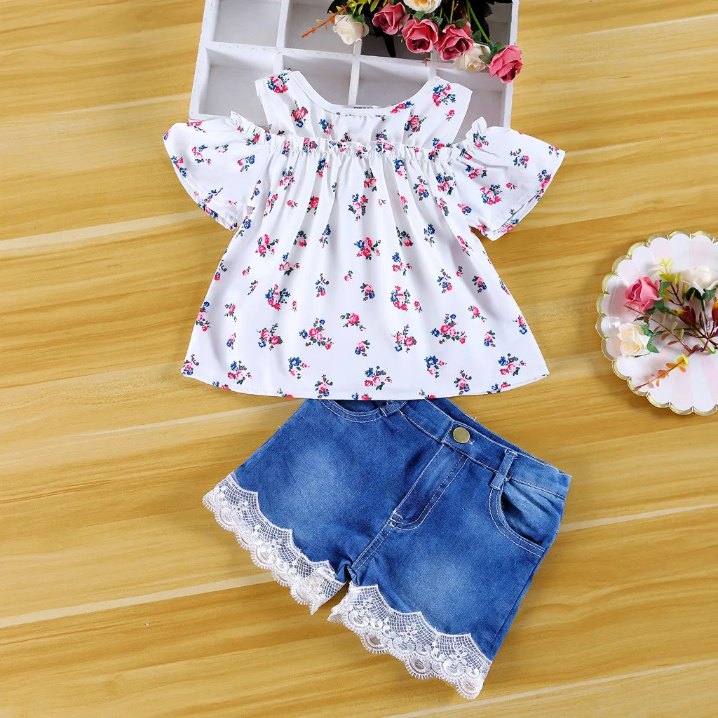 

2pcs Baby Clothes 2019 FASHION Newborn Infant Baby Boys Girls Denim Tops Shirt+Loose Pants Outfits Sets L1129