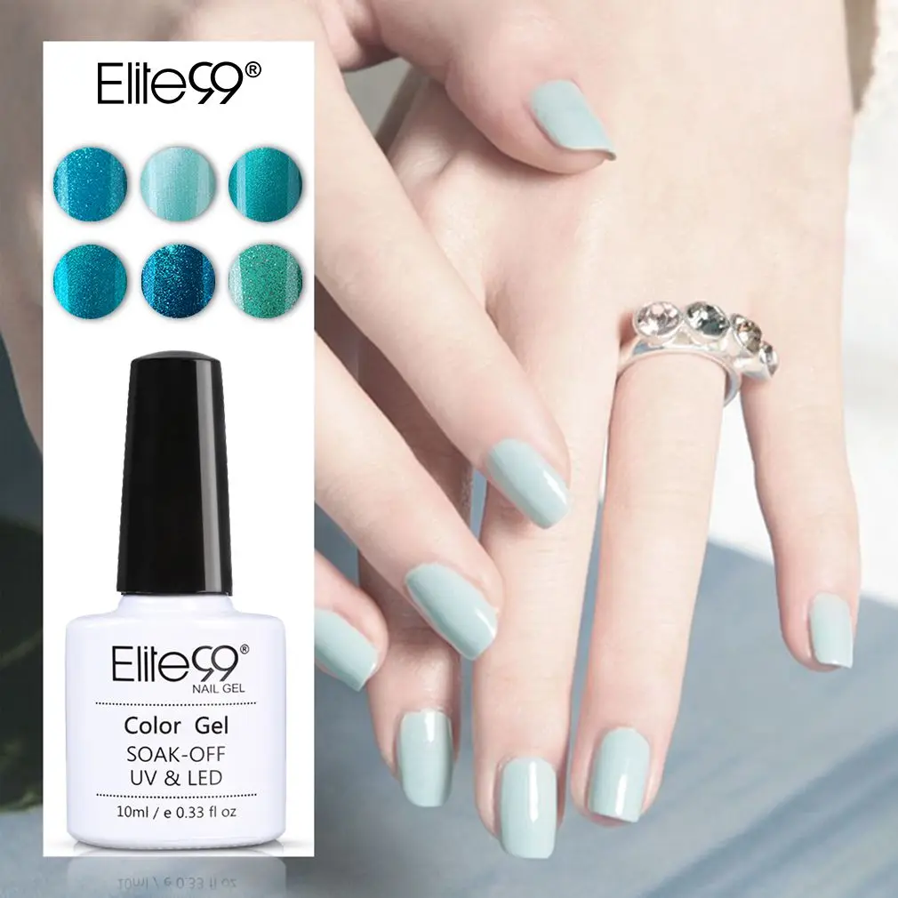 

Elite99 10ml Nail Polish Lacquer UV LED Lamp Drying Magic Blue Color Top Base Coat Needed Soak-off Primer Gel Varnishes