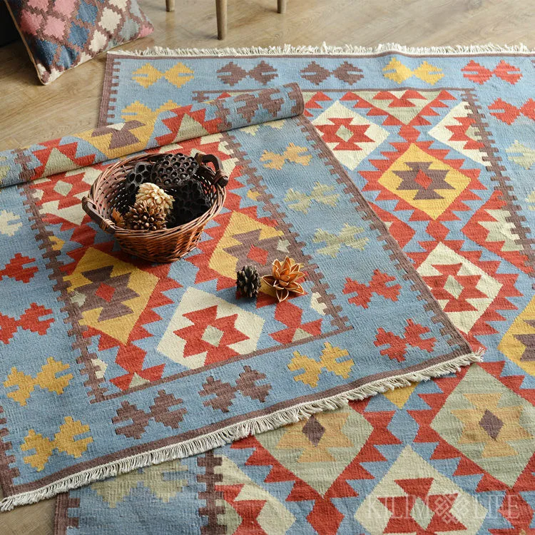 Top Kilim 100% wool handmade Carpet geometric Indian Rug plaid striped Modern contemporary tapestry mat design Bohemian Nordic style 18