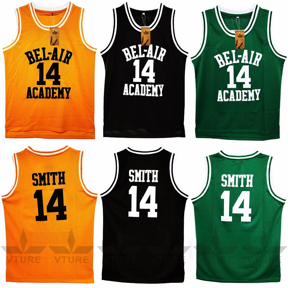 Image VTURE Basketball T shirts Will Smith #14 Bel Air Academy Basketball Jerseys