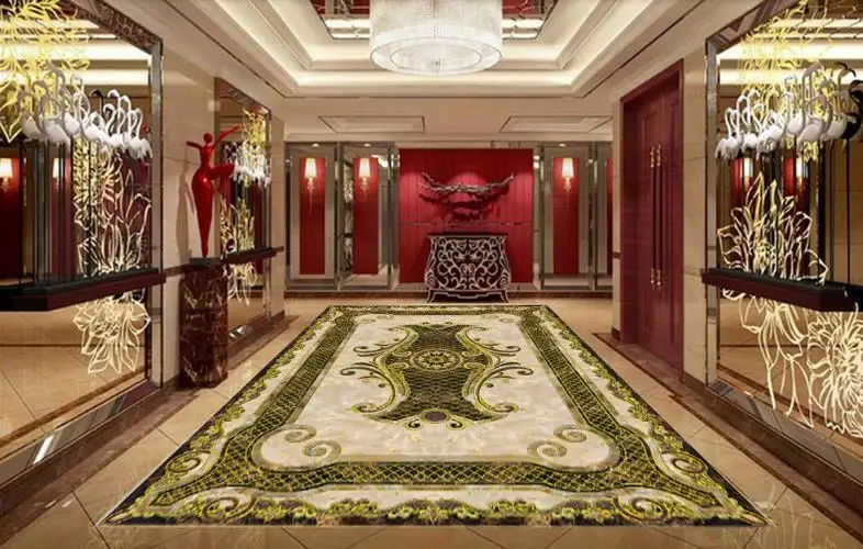European carpet 3d flooring mural wallpaper Marble parquet 3d stereoscopic wallpaper 3d floor paintingself-adhesive wallpape    