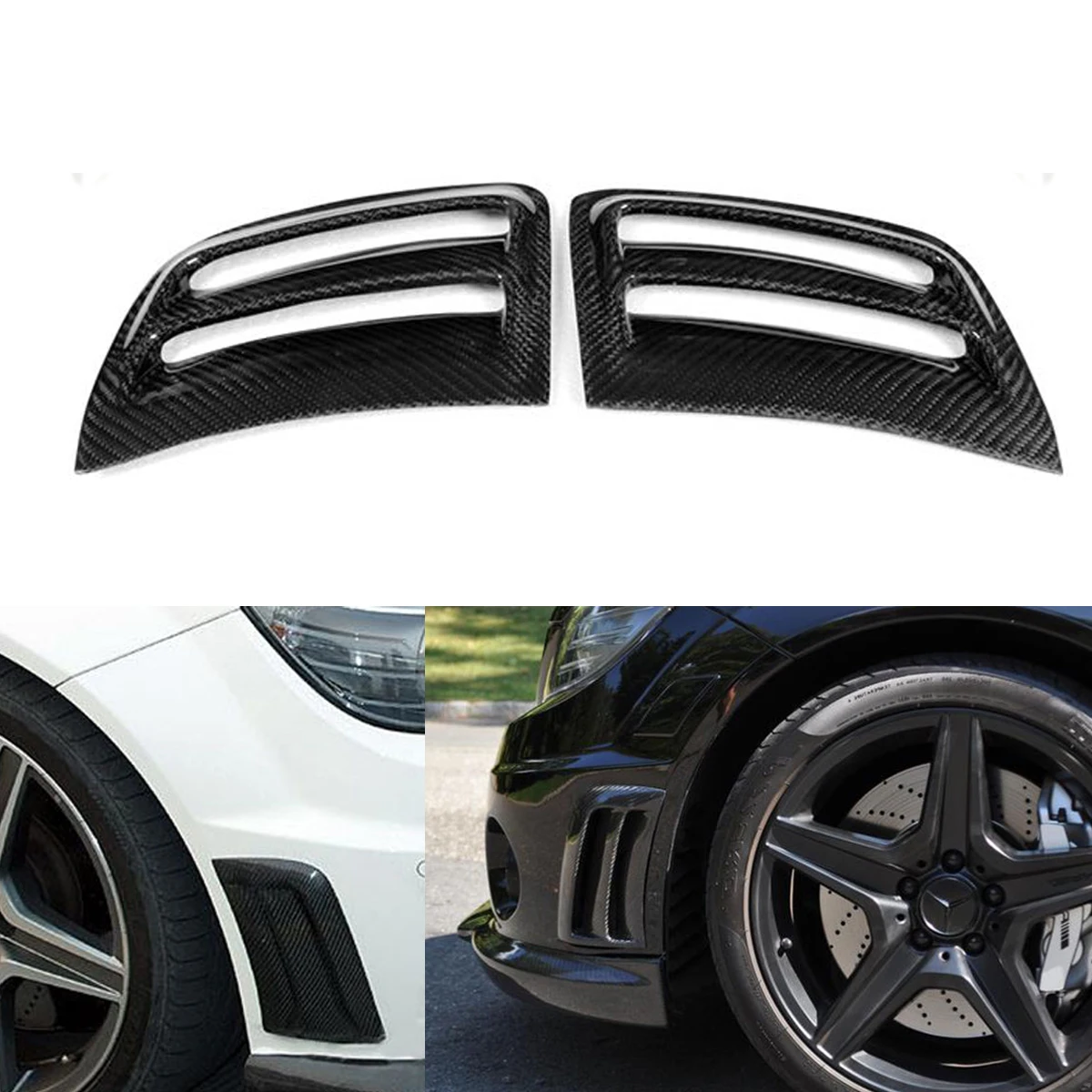 

New 2pcs Car Carbon Fiber Air Vent Duct Cover Side Air Insert Vent Cover Trim Cover Vent Sticker For W204 C63 for AMG 08-11