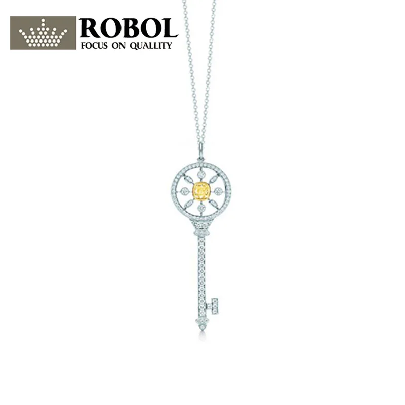 

ROBOL Charm Gift 925 Sterling Silver SunShine Key TIFF Attractive Elegance Temperament Earrings World Jewelry