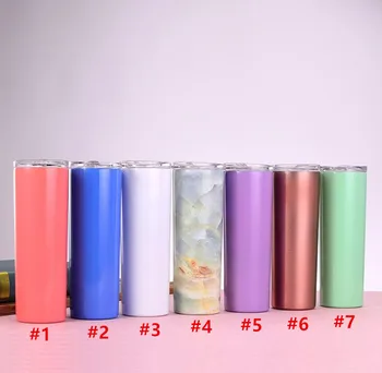 

Quevinal 10pcs 20oz skinny Tumbler Straight cup 20 oz Stainless Steel double wall vacuum Insulation Beer coffee mug Travel Cups