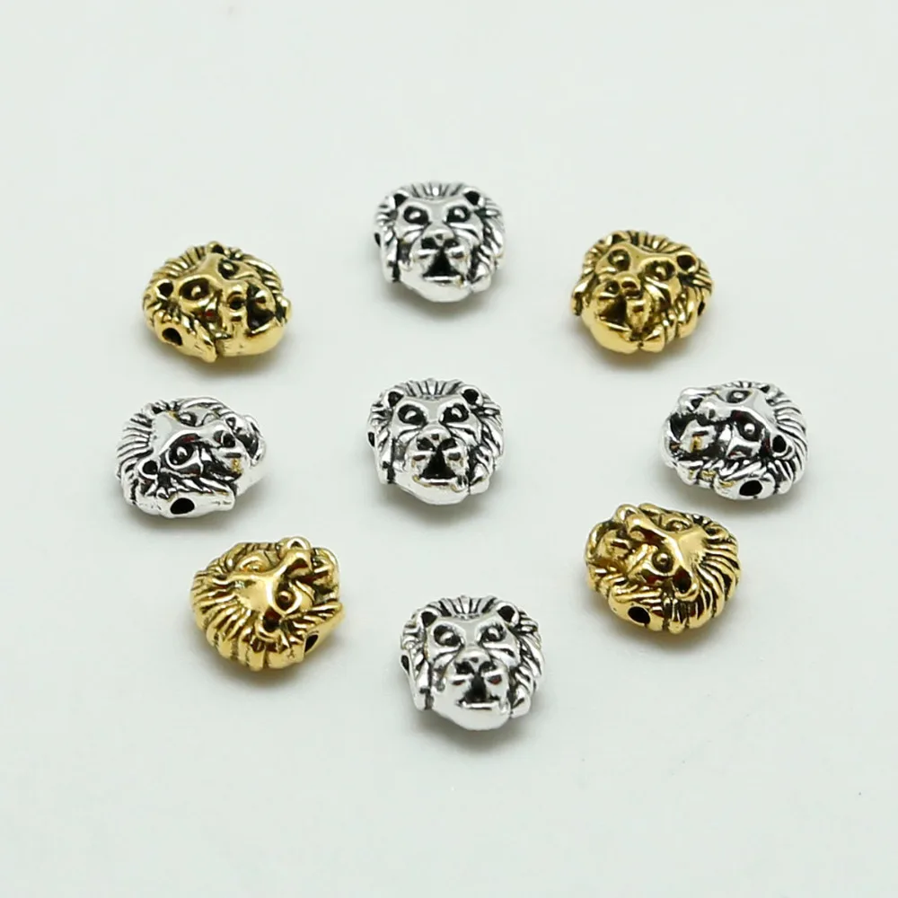 Beading Suppliers 10pcs Lion Head Antique Silver Tone Metal Beads ...