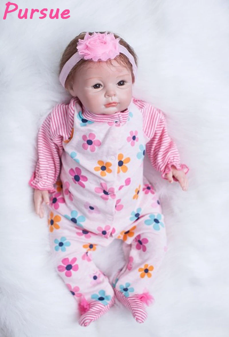 

Pursue 22"/55cm Pink Princess Lifelike Newborn Silicone Dolls Reborn Toddler Baby Dolls for Girls bonecas bebe reborn realistas