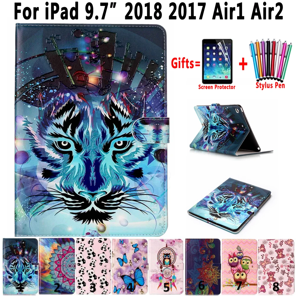 Модный кожаный чехол с принтом для Apple, iPad 9,7 Air 1 2 A1893 A1954 5 6 5th 6th Generation, чехол