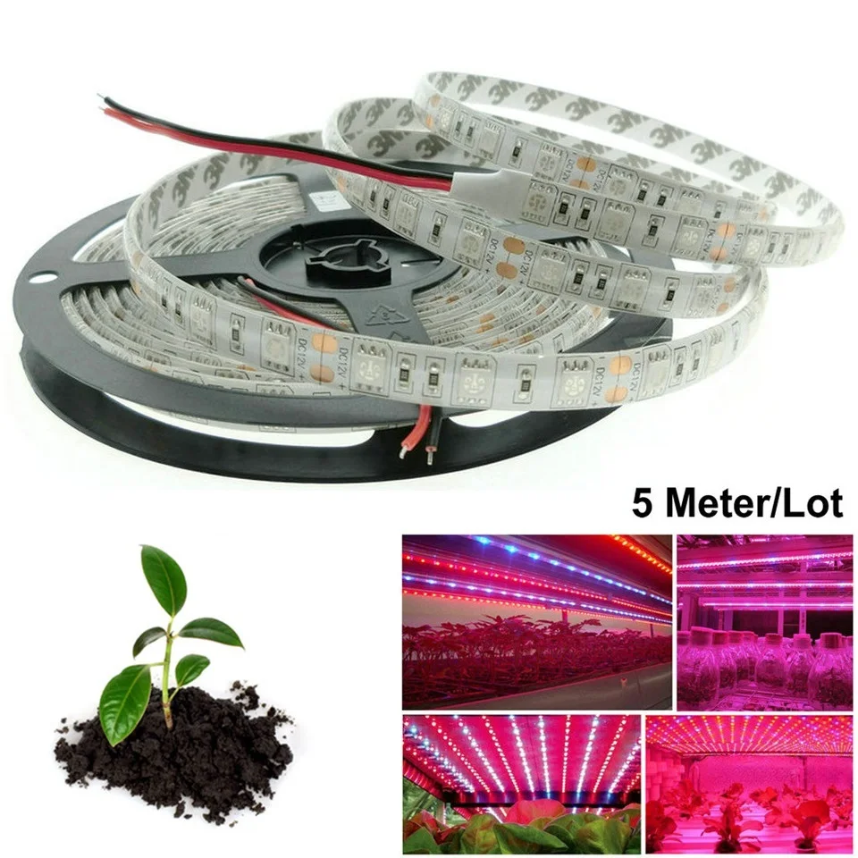 LED Grow Lights Growing Strip Light Full Spectrum 5M 300 LEDs 5050 IP20