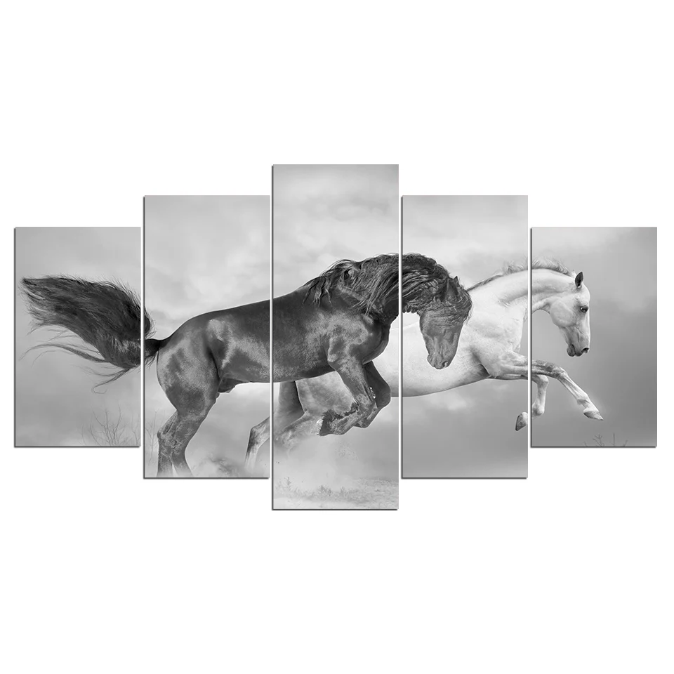 Artsailing hd طباعة 5 قطعة قماش الفن 2 سباق الخيل اكسسوارات الديكور المنزل غرفة المعيشة الحديثة قماش يطبع PC-8498C