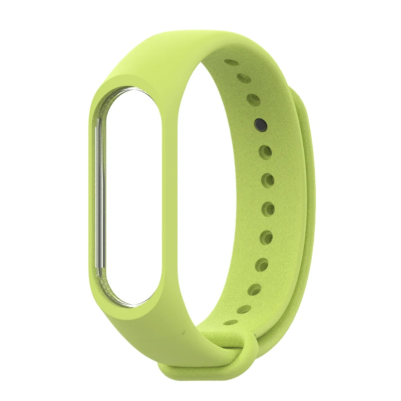 Mi Band 4 3 Sports Dual Pure Color Silicone Wrist Band Strap for xiaomi mi band 4 3 Replacement bracelet Miband 4 3 Straps - Цвет: light green